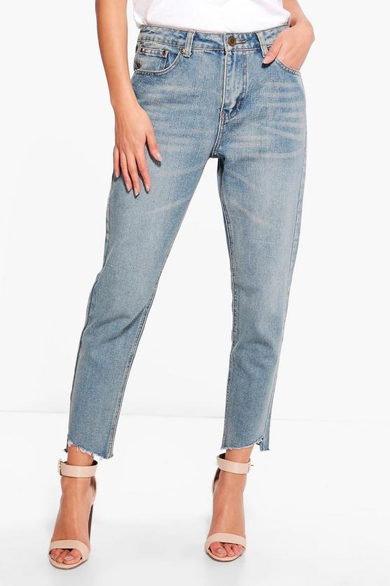 Jenny Low Rise Destroyed Hem Boyfriend Jeans